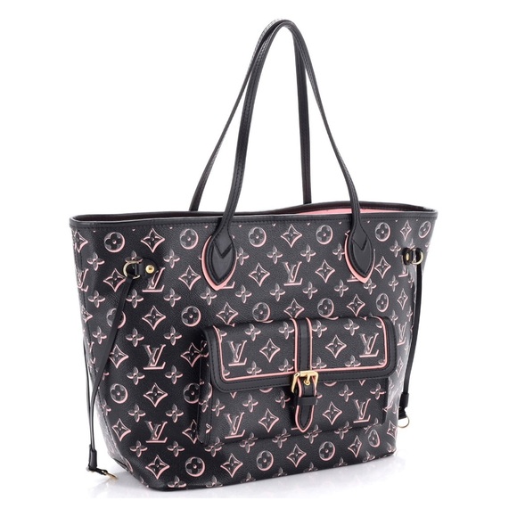 Louis Vuitton Black Pink Monogram Canvas Fall For You Neverfull MM Limited - Picture 9 of 9